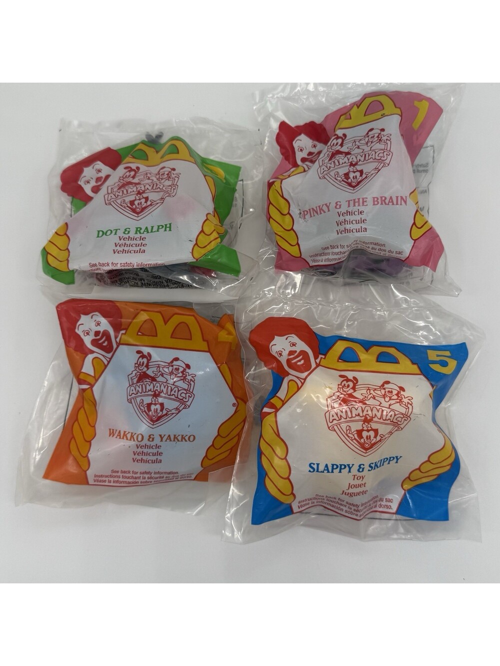 Vtg 1994 Animaniacs McDonald's Happy Meal Toy Lot 4 Factory Sealed